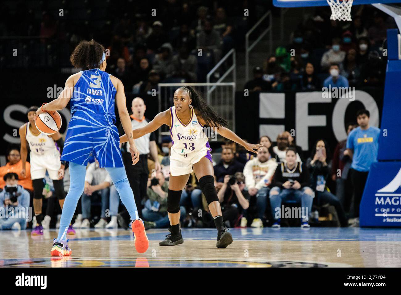 Chiney Ogwumike 13 Los Angeles Sparks Guards Candace Parker 3 Chicago Sky During The Wnba 