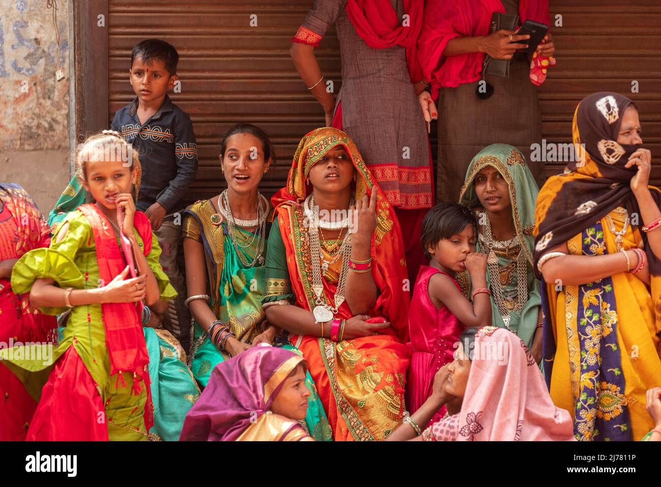 Tribal women enjoying Kavant Tribal fair in Gujarat, India Stock Photo