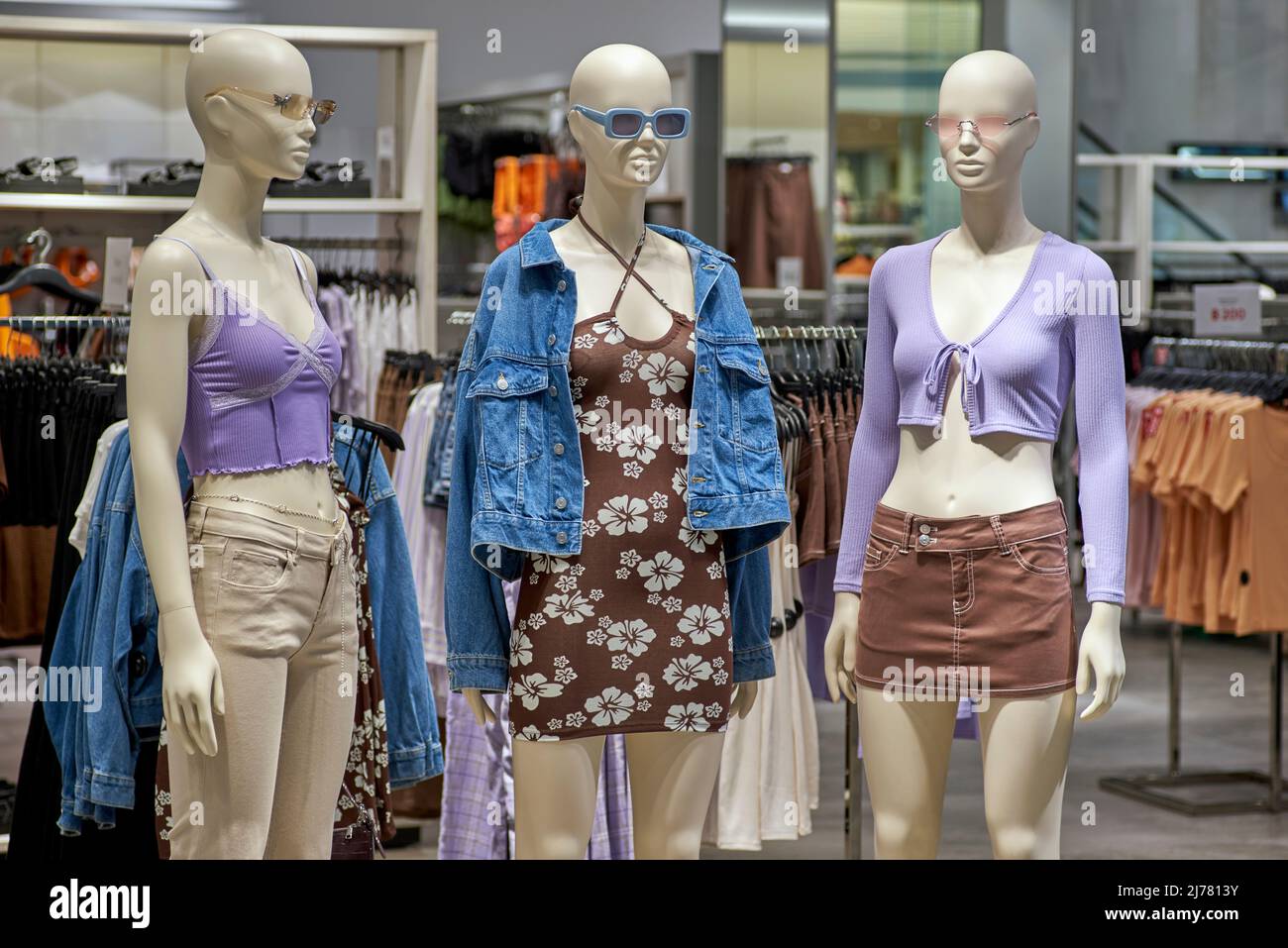 Shop display fashion. Women's clothes,  Female clothing. Stock Photo