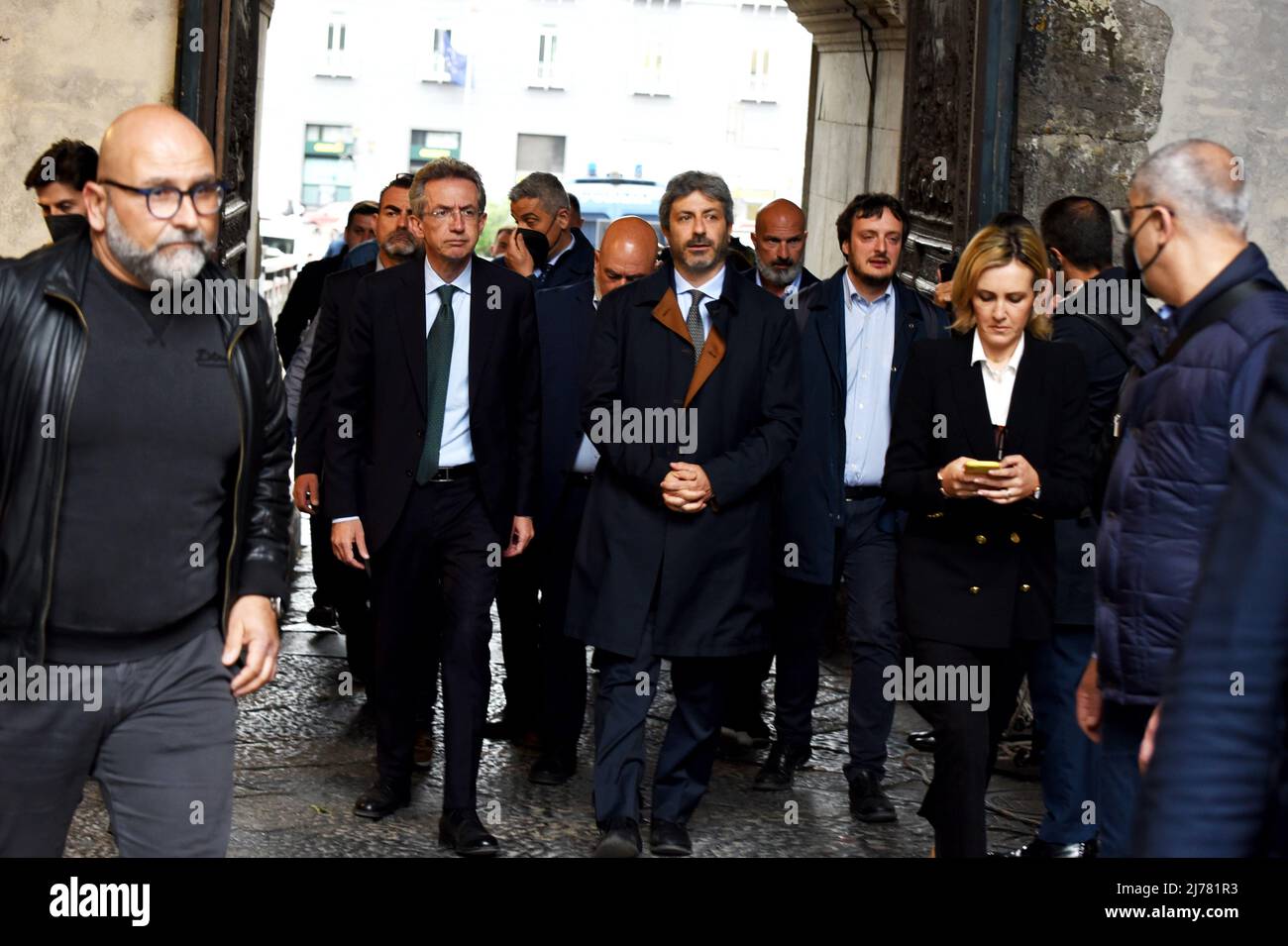 May 6, 2022, Naples, Campania, Italy: Gaetano Manfredi, Mayor of City of Naples on the (L) side and Roberto Fico President of the Chamber of Deputies, (Credit Image: © Pasquale Gargano/Pacific Press via ZUMA Press Wire) Stock Photo