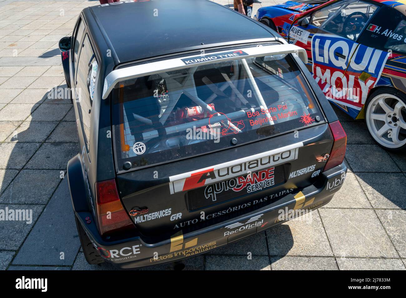 Rally racing cars, 2022 Rampa da Falperra in Braga, Portugal. Stock Photo