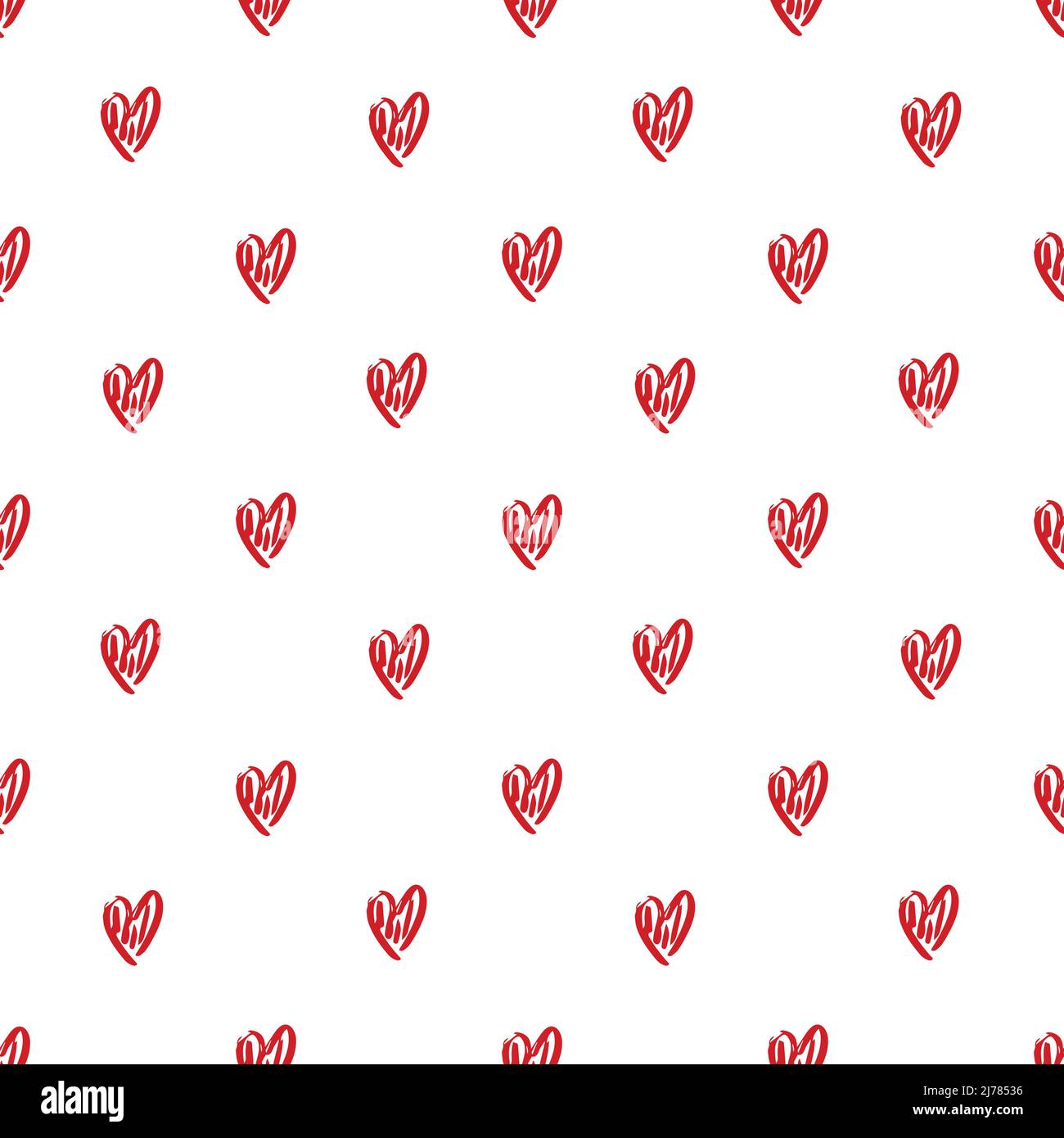 Vector seamless doodle heart pattern, polka dot hand drawn. Cute hand ...