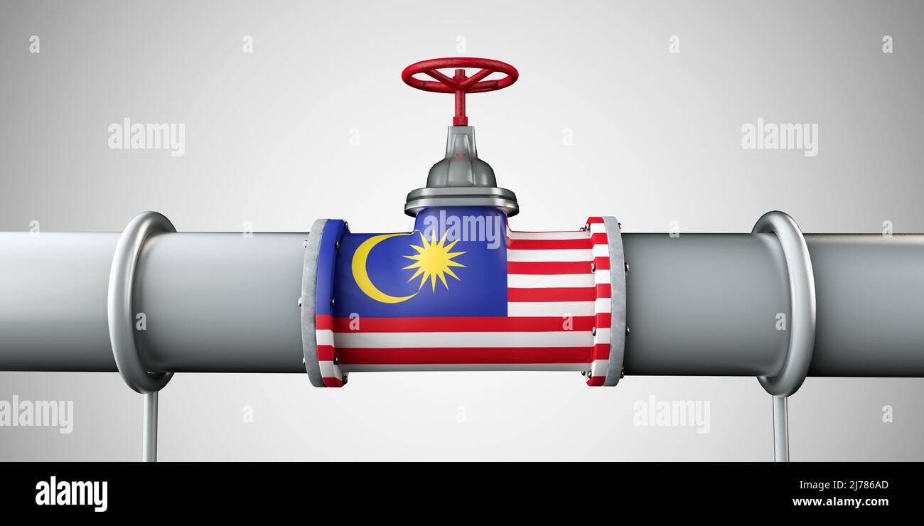 Malaysia oil and gas fuel pipeline. Oil industry concept. 3D Rendering
