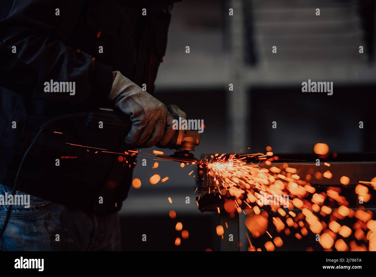 Heavy Industry Engineering Factory Interior with Industrial Worker