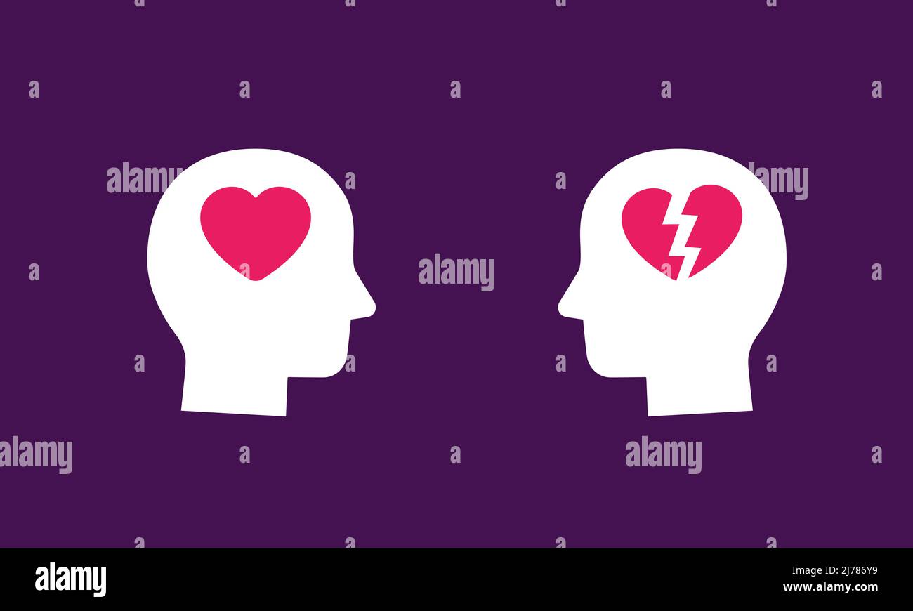 Head and heart, heartbreak icons Stock Vector Image & Art Alamy