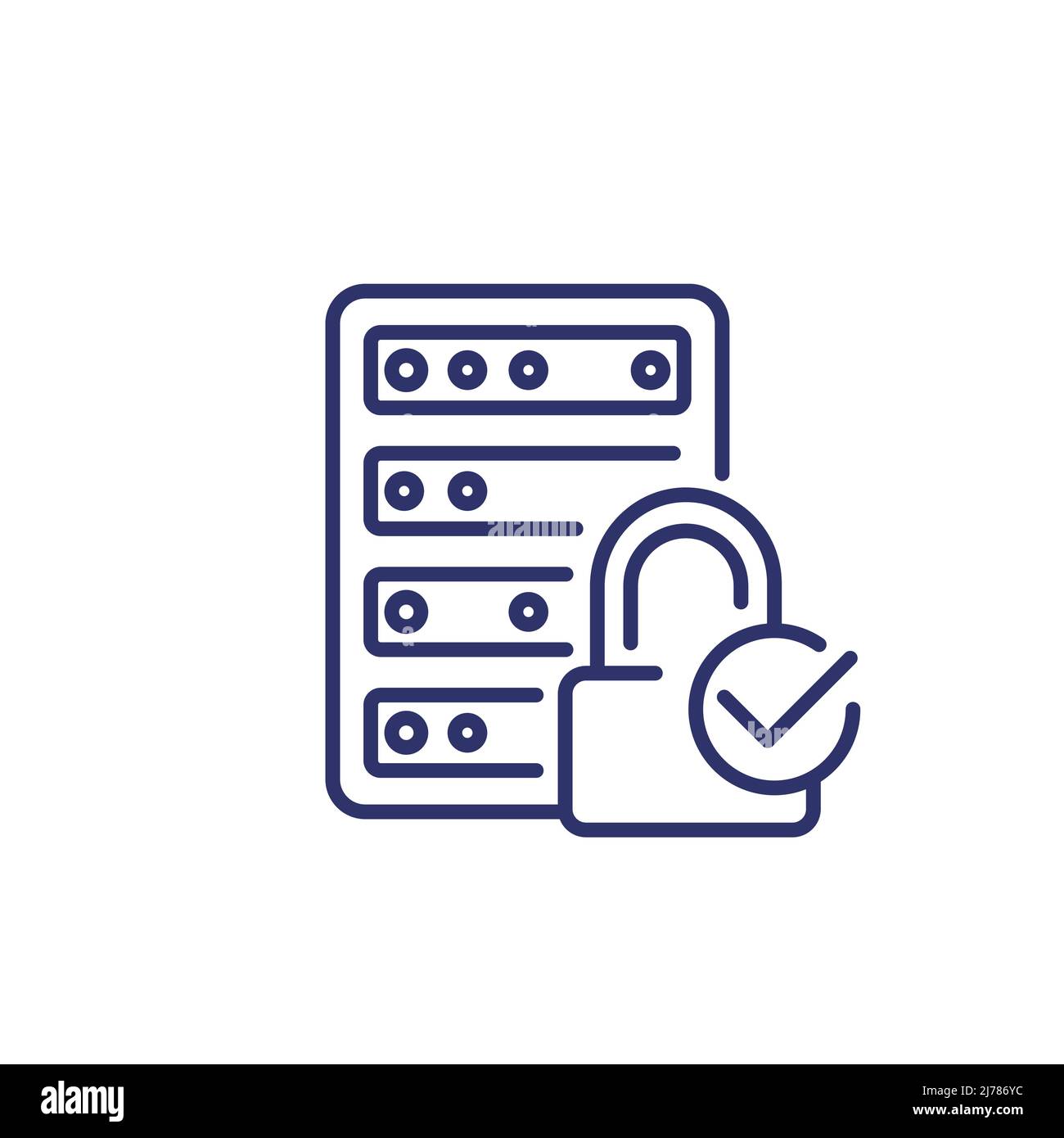 Secure server, hosting line icon Stock Vector