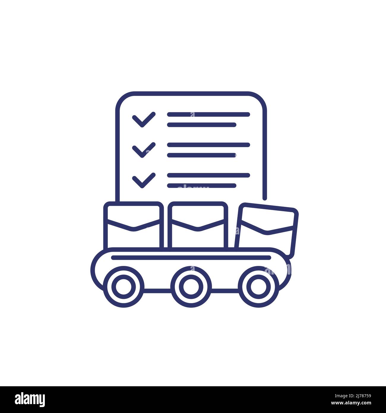 quality control in production line icon, vector Stock Vector