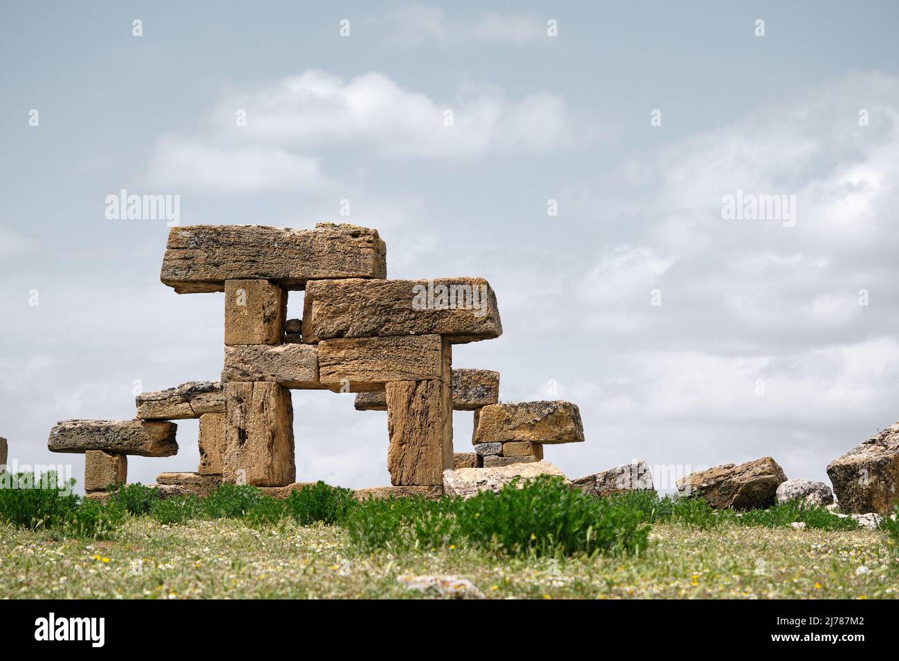 Ancient greek city in Anatolia side Turkey, The ruins at Blaundus  , Turkey, Blaundus ancient ruins greek columns Stock Photo