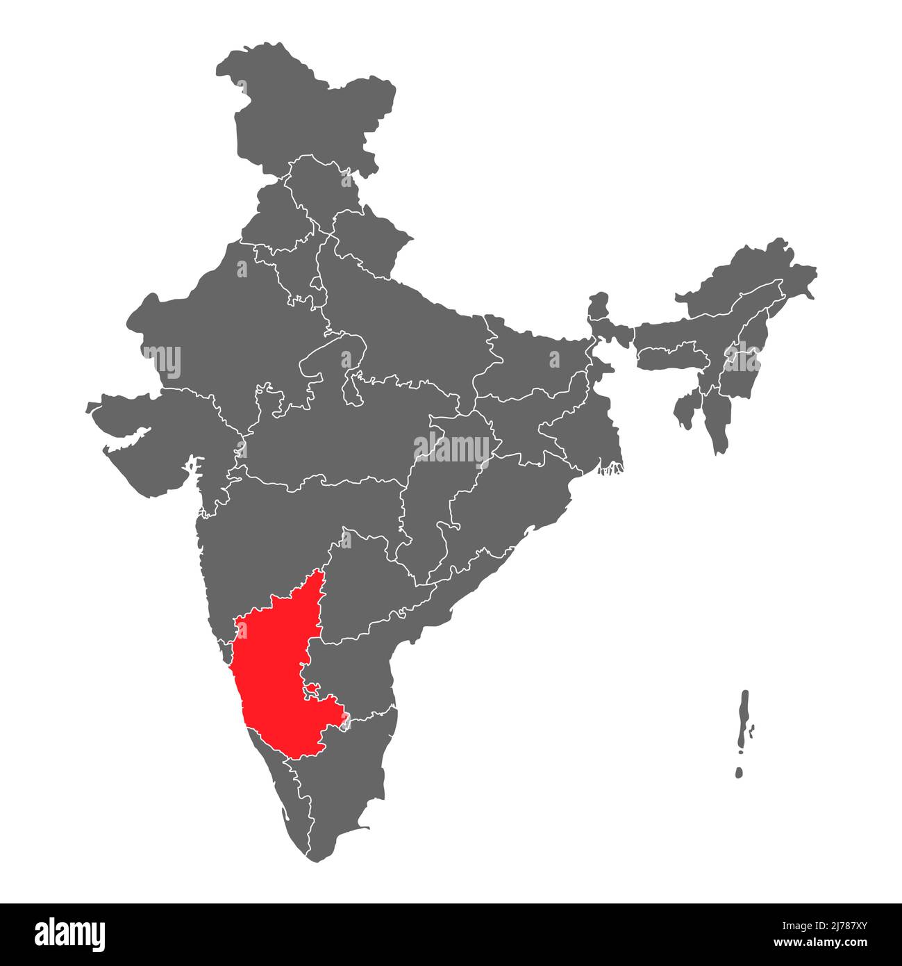 India map graphic, travel geography icon, indian region KARNATAKA, vector illustration . Stock Vector