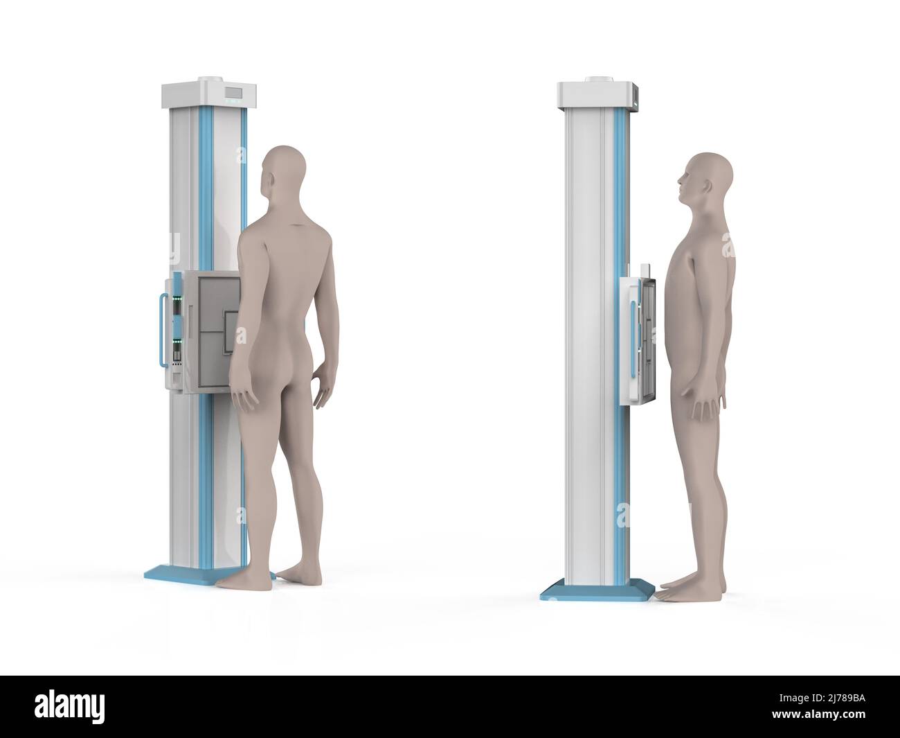 Model X Ray View 3d rendering x-ray treatment with x-ray scanner machine and model ...
