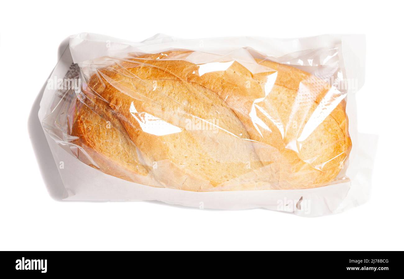 White bread in a paper bag isolated on white background Stock Photo - Alamy