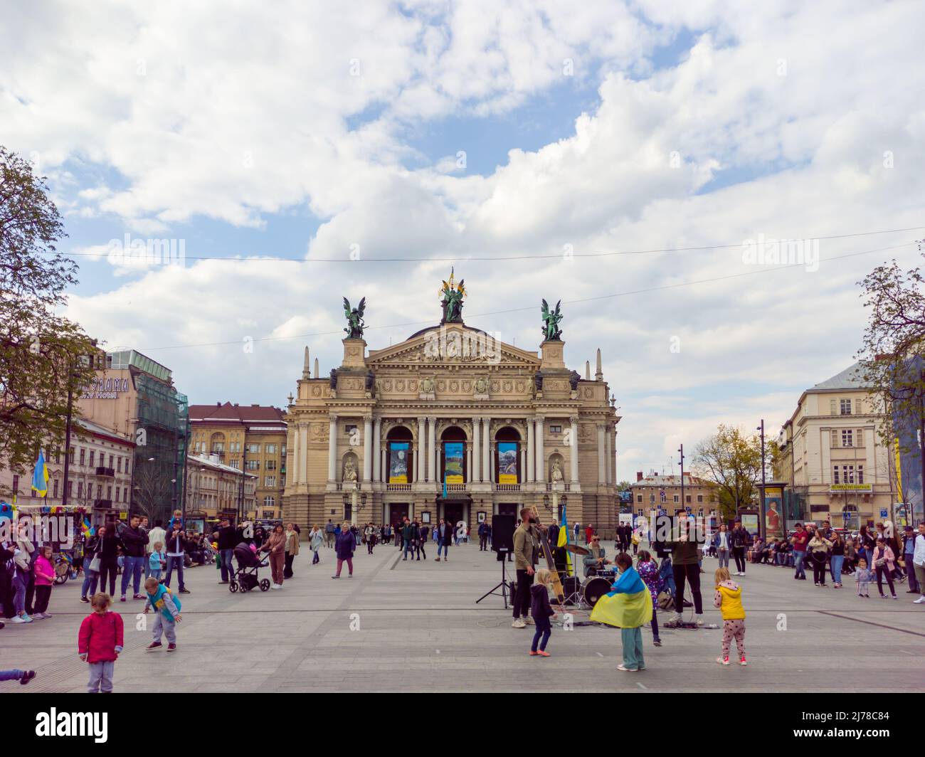 Lviv Opera House and Square Stock Photo