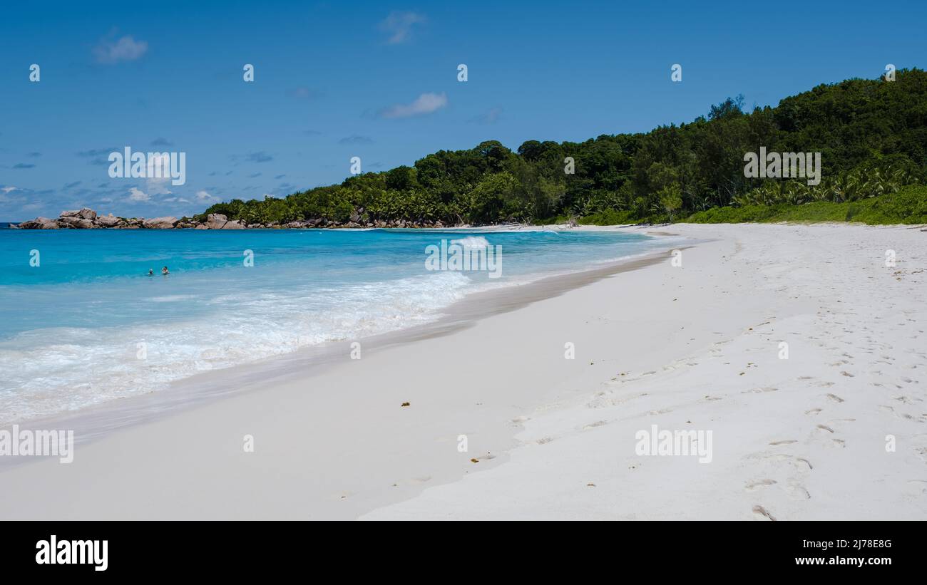 Anse Cocos Beach, La Digue Island, Seychelles, Tropical white beach — free download