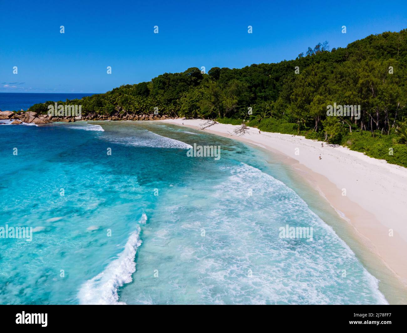 Anse Cocos Beach, La Digue Island, Seychelles, Tropical white beach — free download