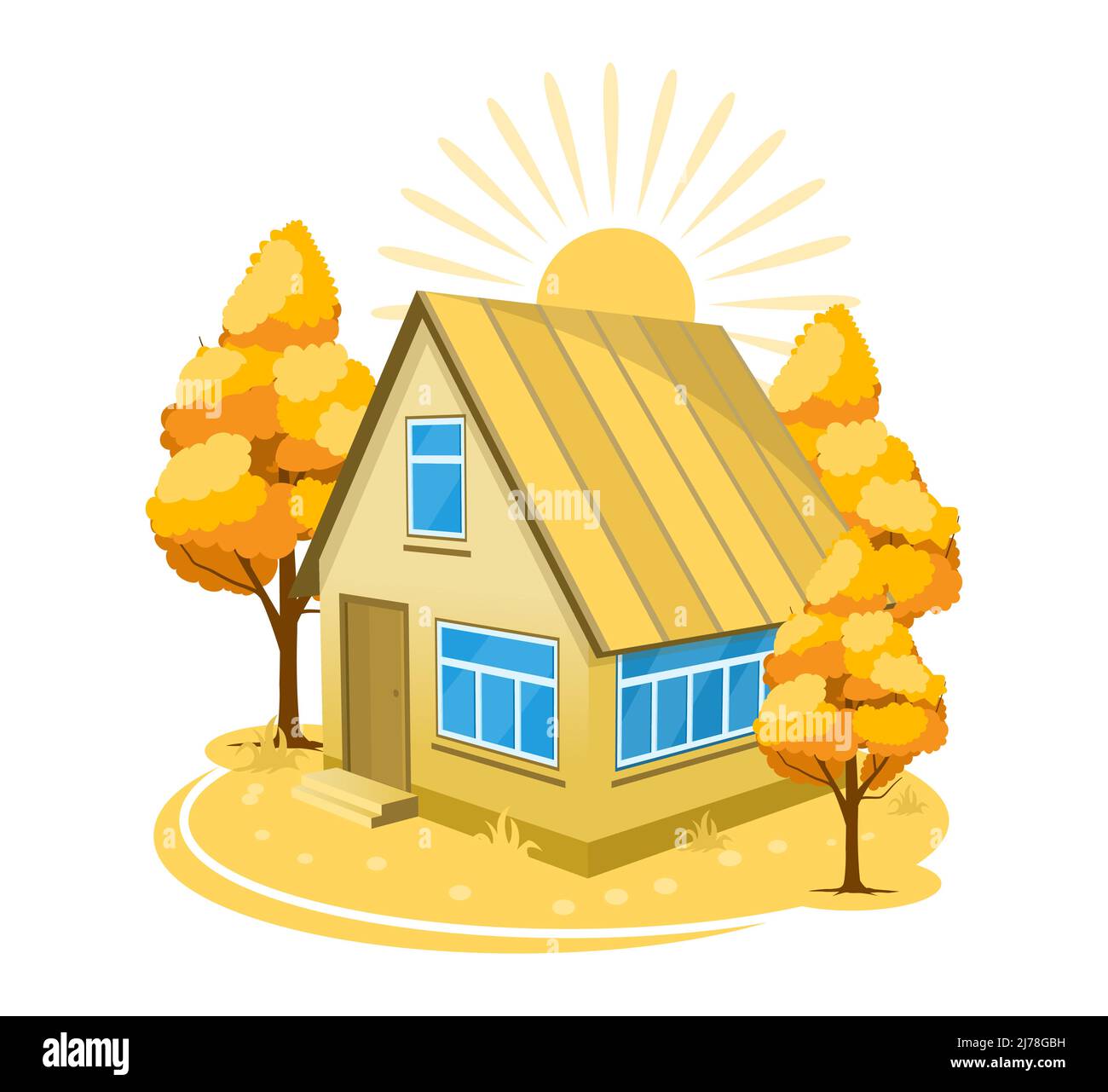 Autumn landscape. House surrounded by trees Stock Vector Image & Art ...