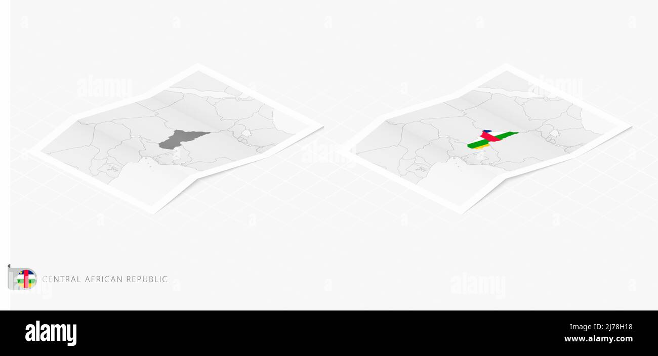 Set of two realistic map of Central African Republic with shadow. The ...