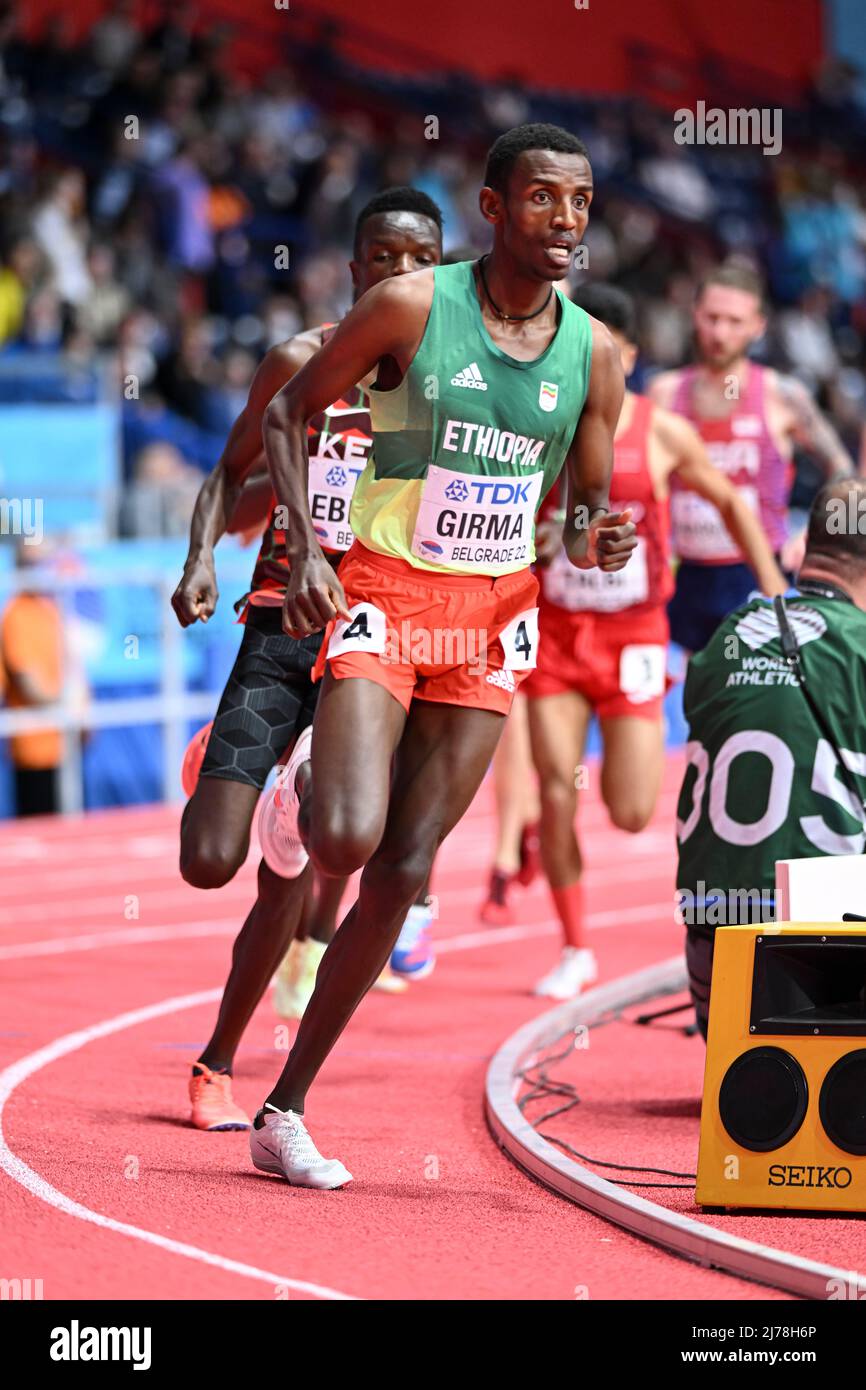 Lamecha Girma participating in the Belgrade 2022 World Indoor