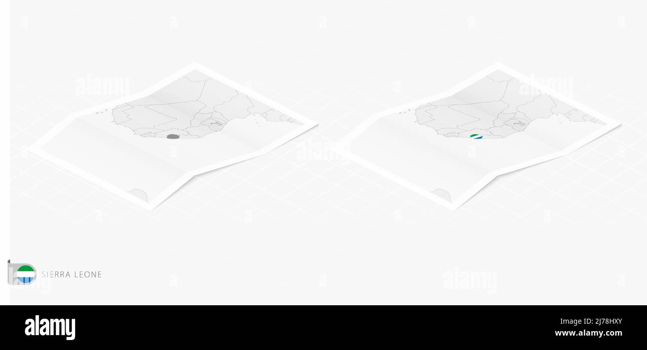 Set of two realistic map of Sierra Leone with shadow. The flag and map ...