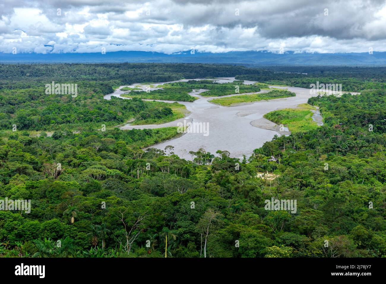 Ecuador Amazon Rainforest. Pastaza river, view from viewpoint the Indichuris. Puyo, Ecuador, South America. Stock Photo