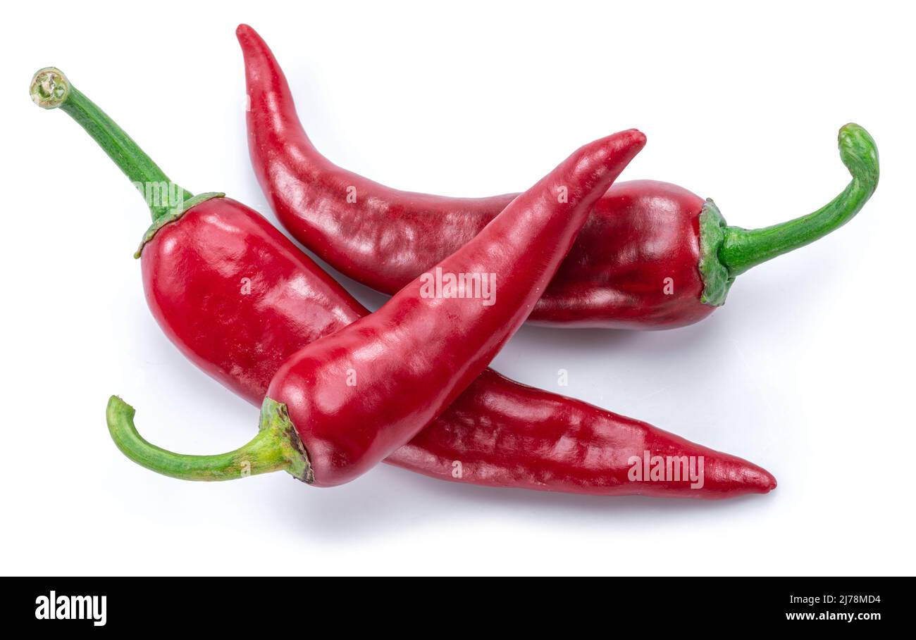 Fresh red chilli peppers isolated on white background Stock Photo - Alamy