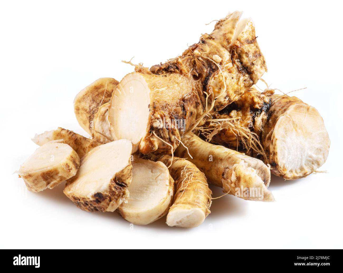 Horseradish roots close up isolated on white background Stock Photo Alamy