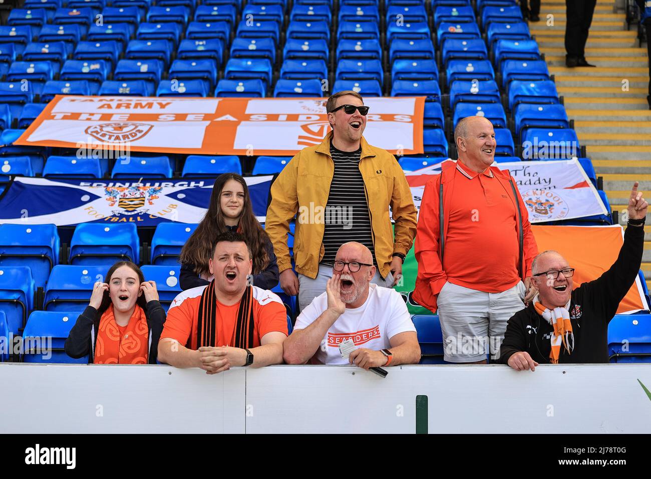 Blackpool fans arrive at the Weston Homes Stadium in Peterborough ...