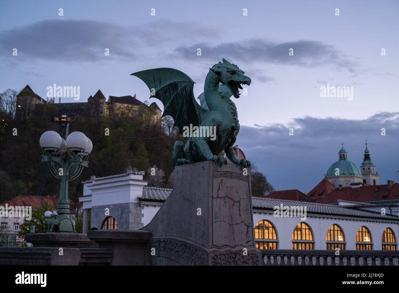 Dragon bridge (Zmajski most) Ljubljana, Slovenia Stock Photo