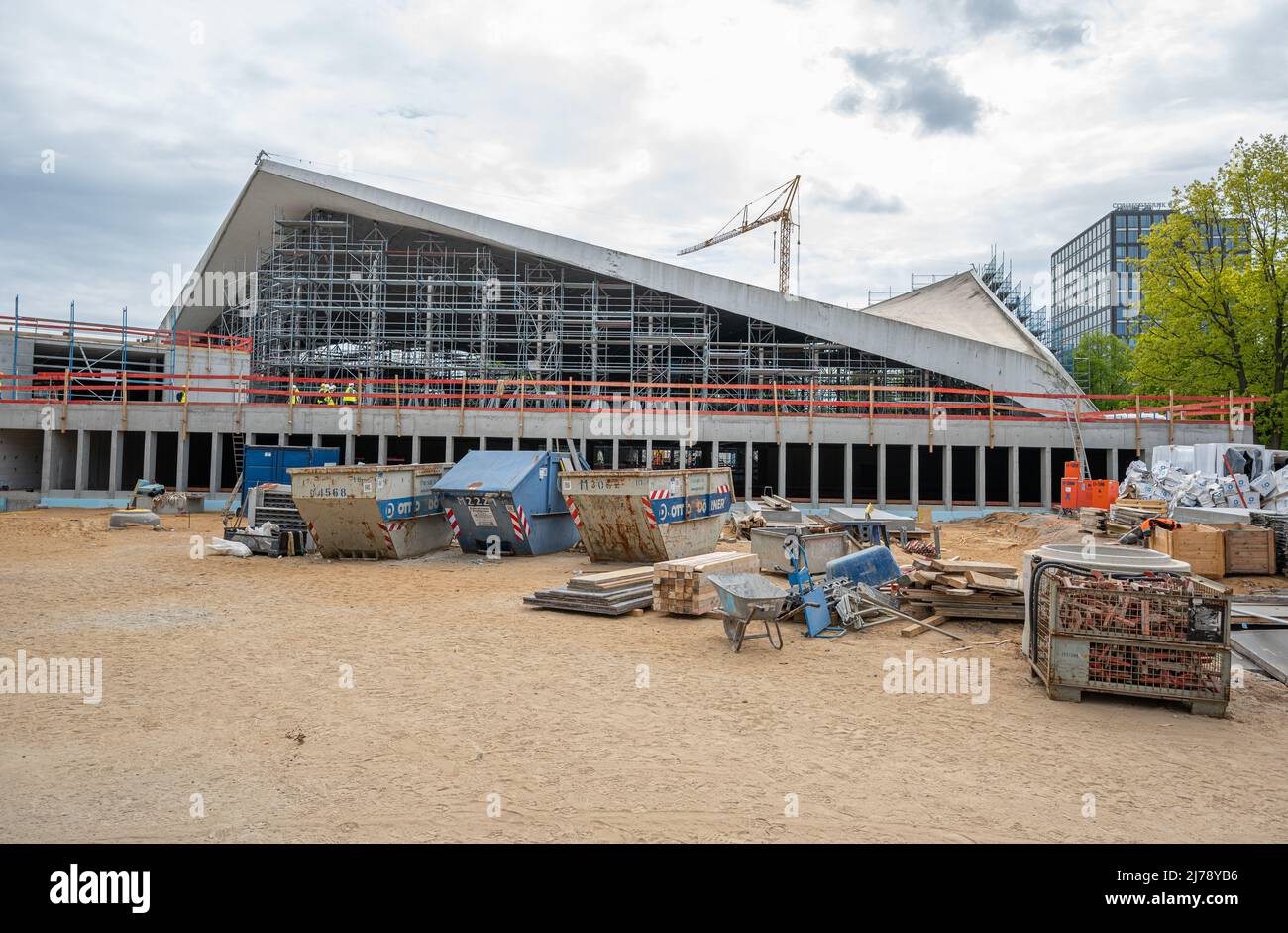 07 May 2022, Hamburg: The exterior photo shows the construction site of ...