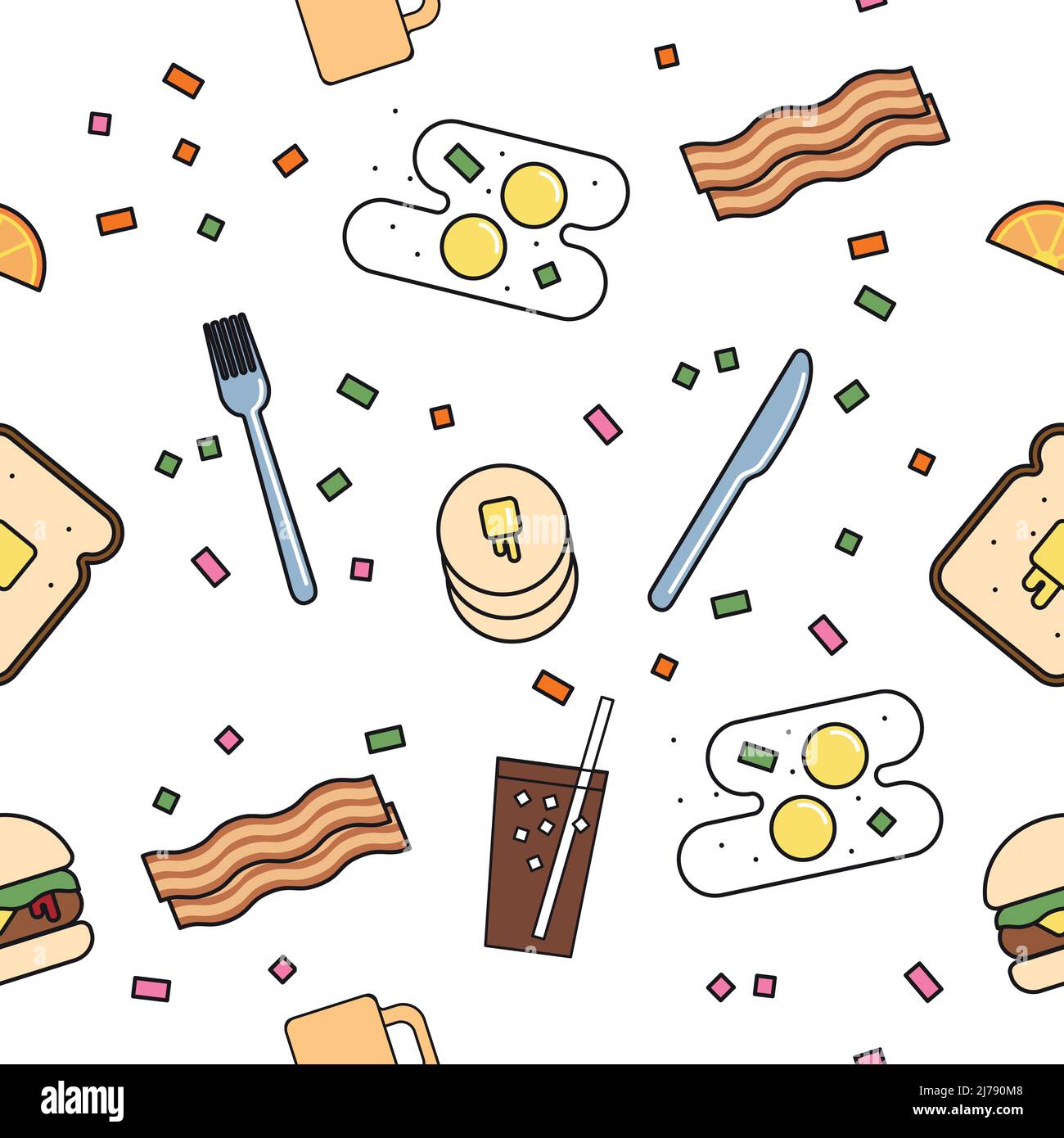 Beautiful texture, seamless patterns with sweets and cake Stock Vector
