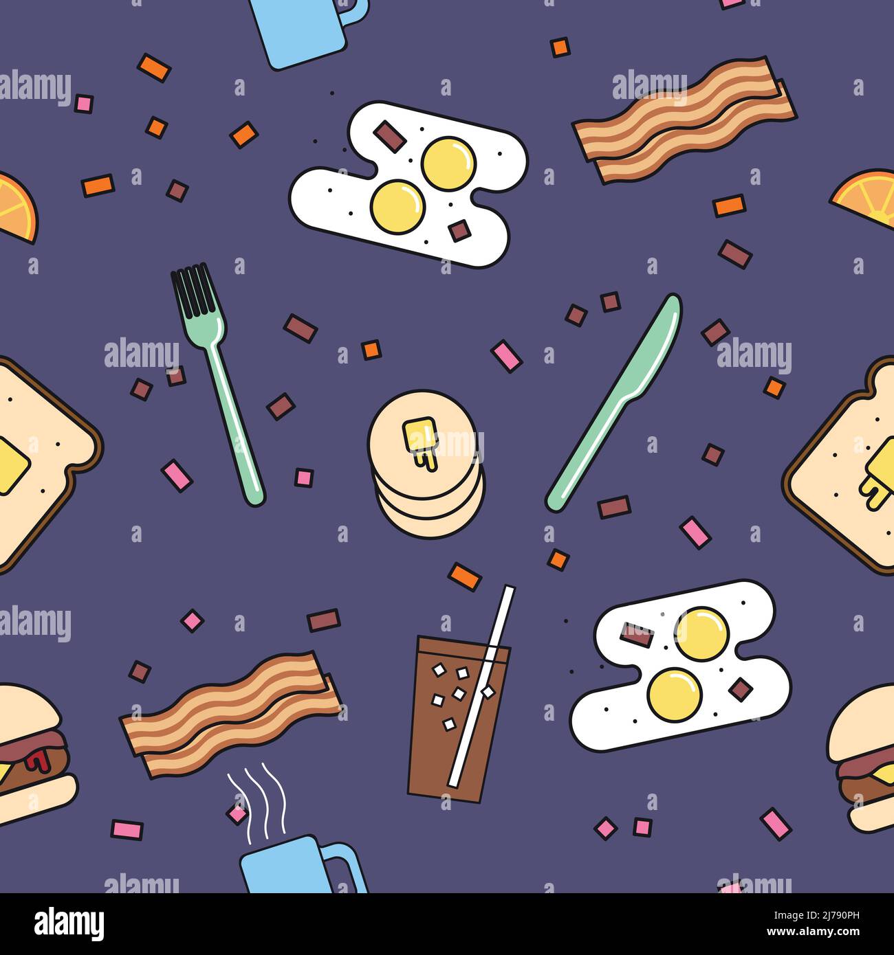 Beautiful texture, seamless patterns with sweets and cake Stock Vector