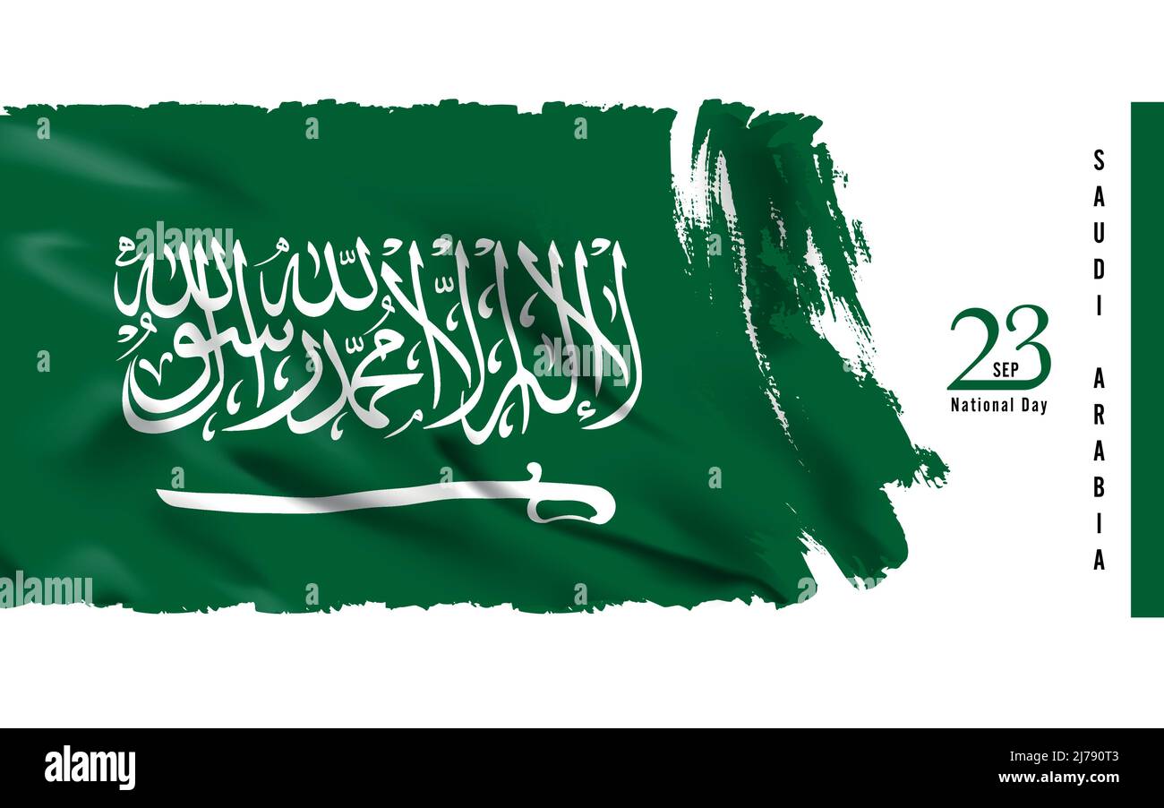 Saudi flag, a national day of Saudi Arabia. Stock Vector