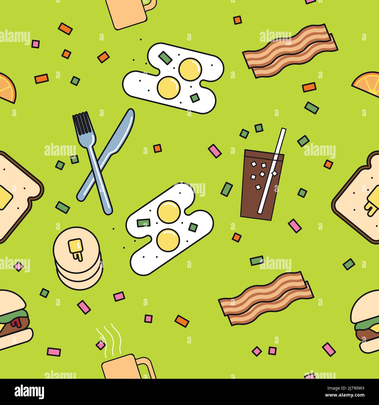 Beautiful texture, seamless patterns with sweets and cake Stock Vector