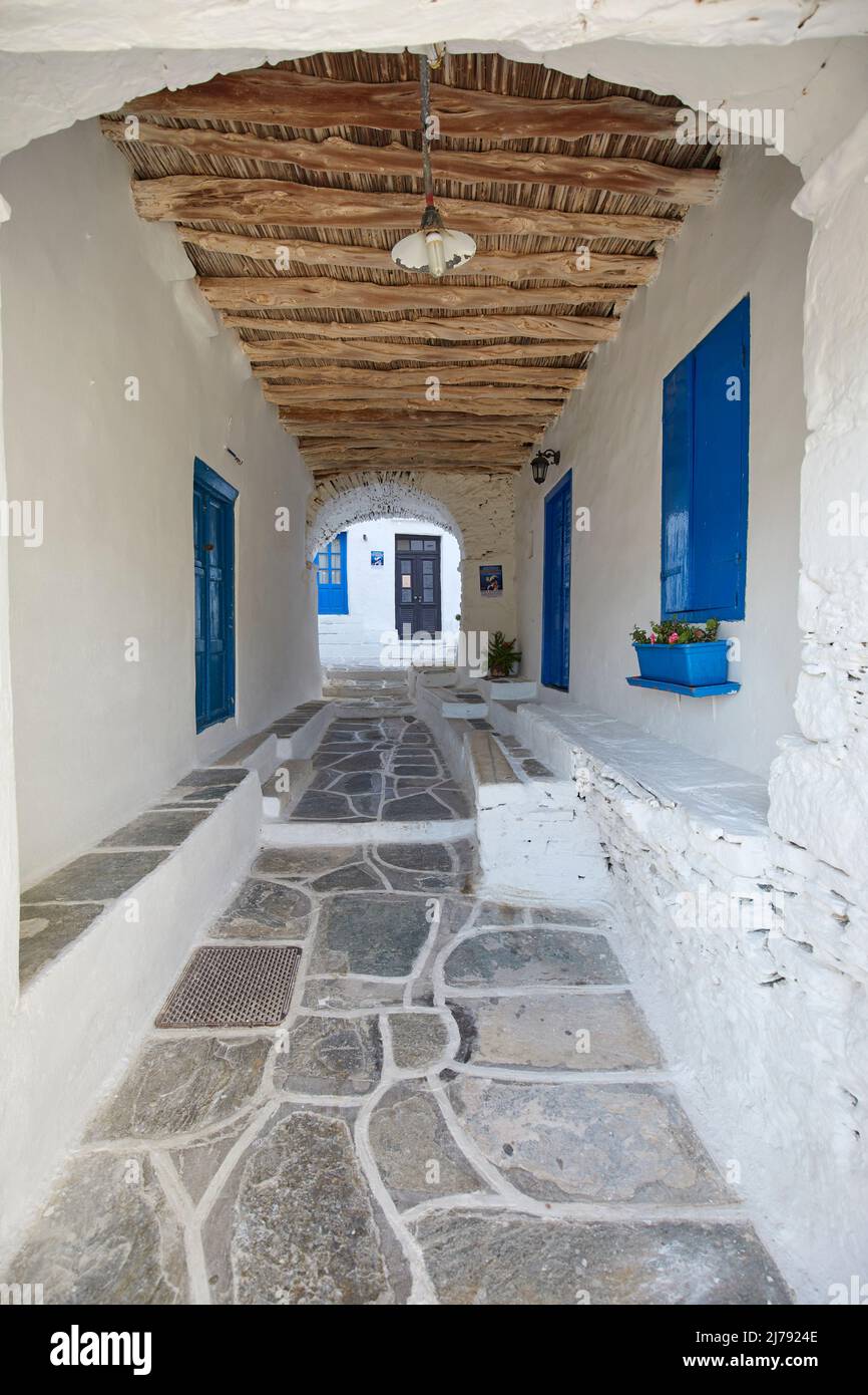 The traditional village of Kastro at dusk, Sifnos, Cyclades Islands, Greece Stock Photo