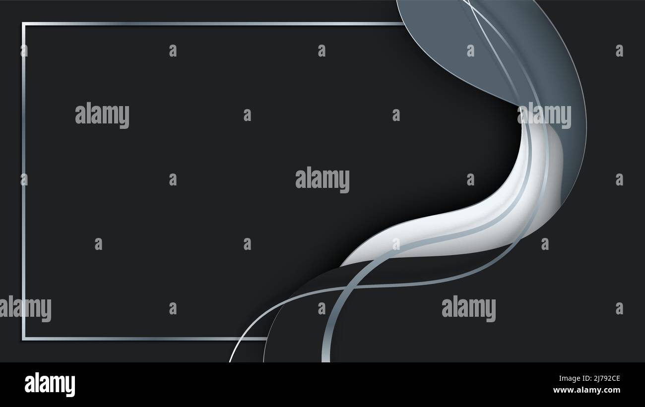 Abstract banner template design black, gray and white wave shapes with ...