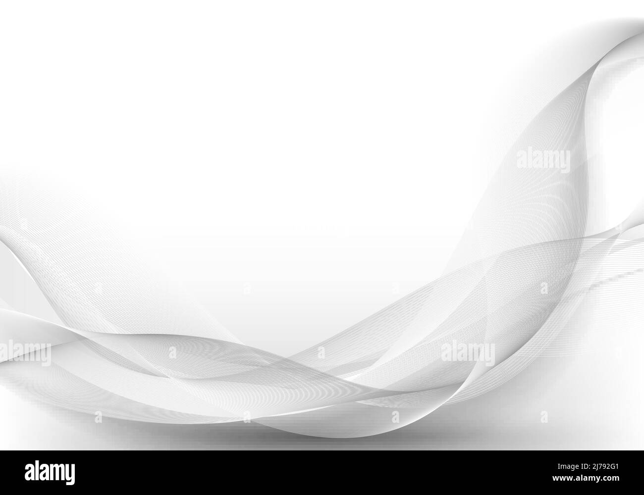 Abstract white and gray waves or wavy lines stream pattern on clean ...