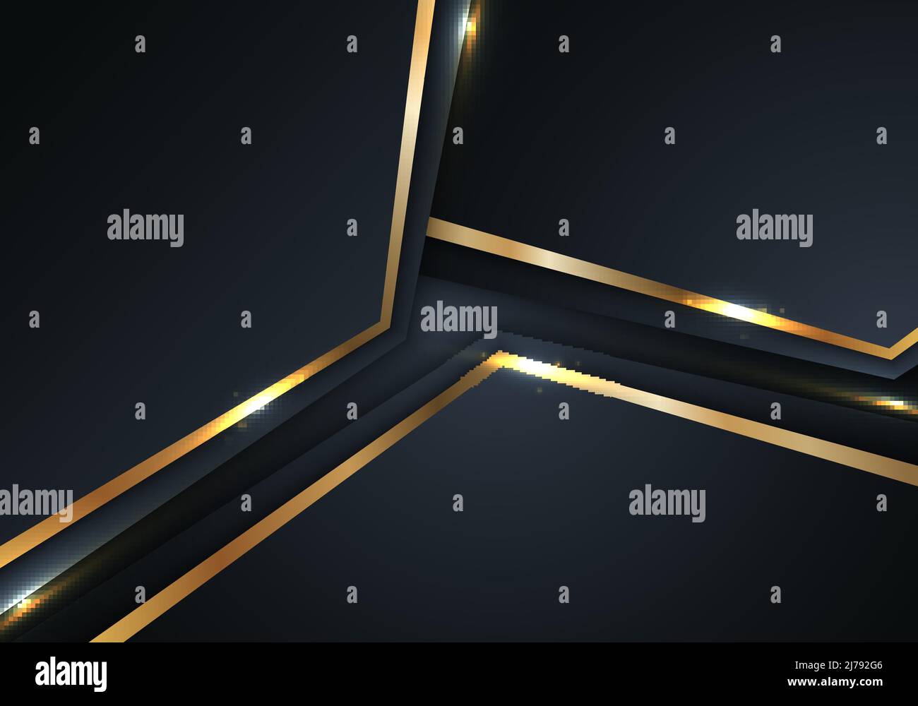 Luxury style template abstract 3D blue geometric shapes and golden ...