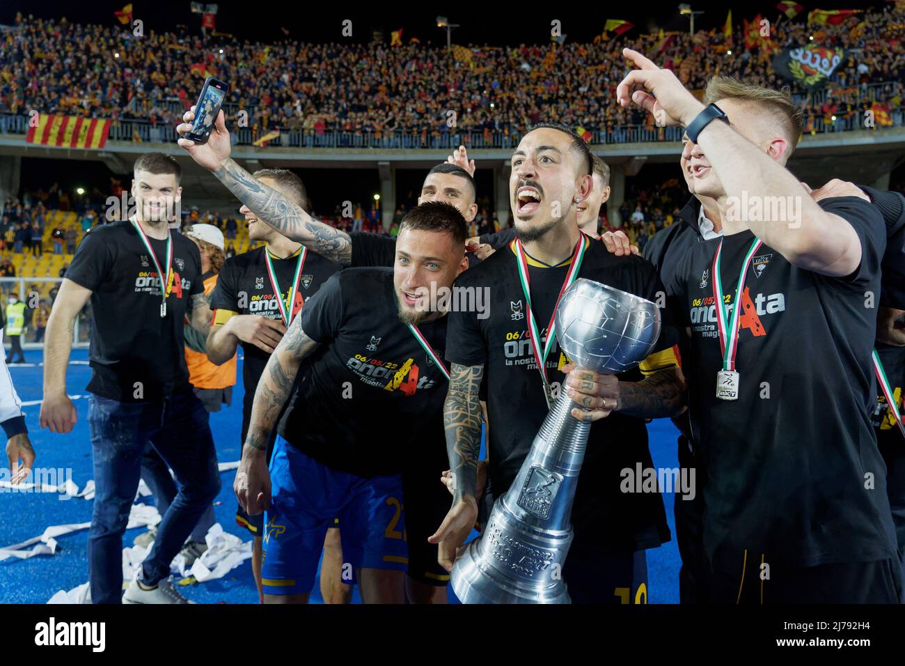 John Bjorkengren (US Lecce) celebrates for the championship