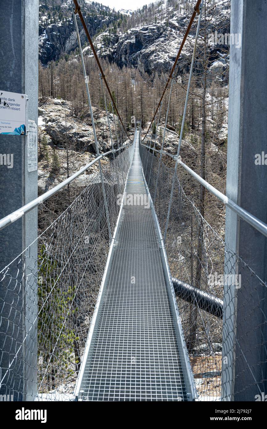 suspension bridge above Zermatt, Canton of Valais, Switzerland Stock Photo Alamy