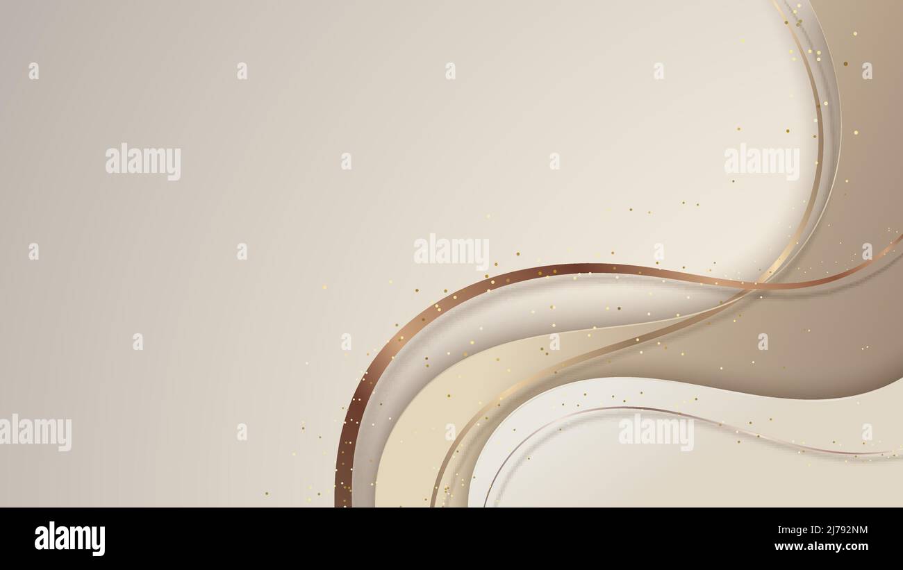 Abstract template 3D elegant golden wave shape with shiny gold line ...