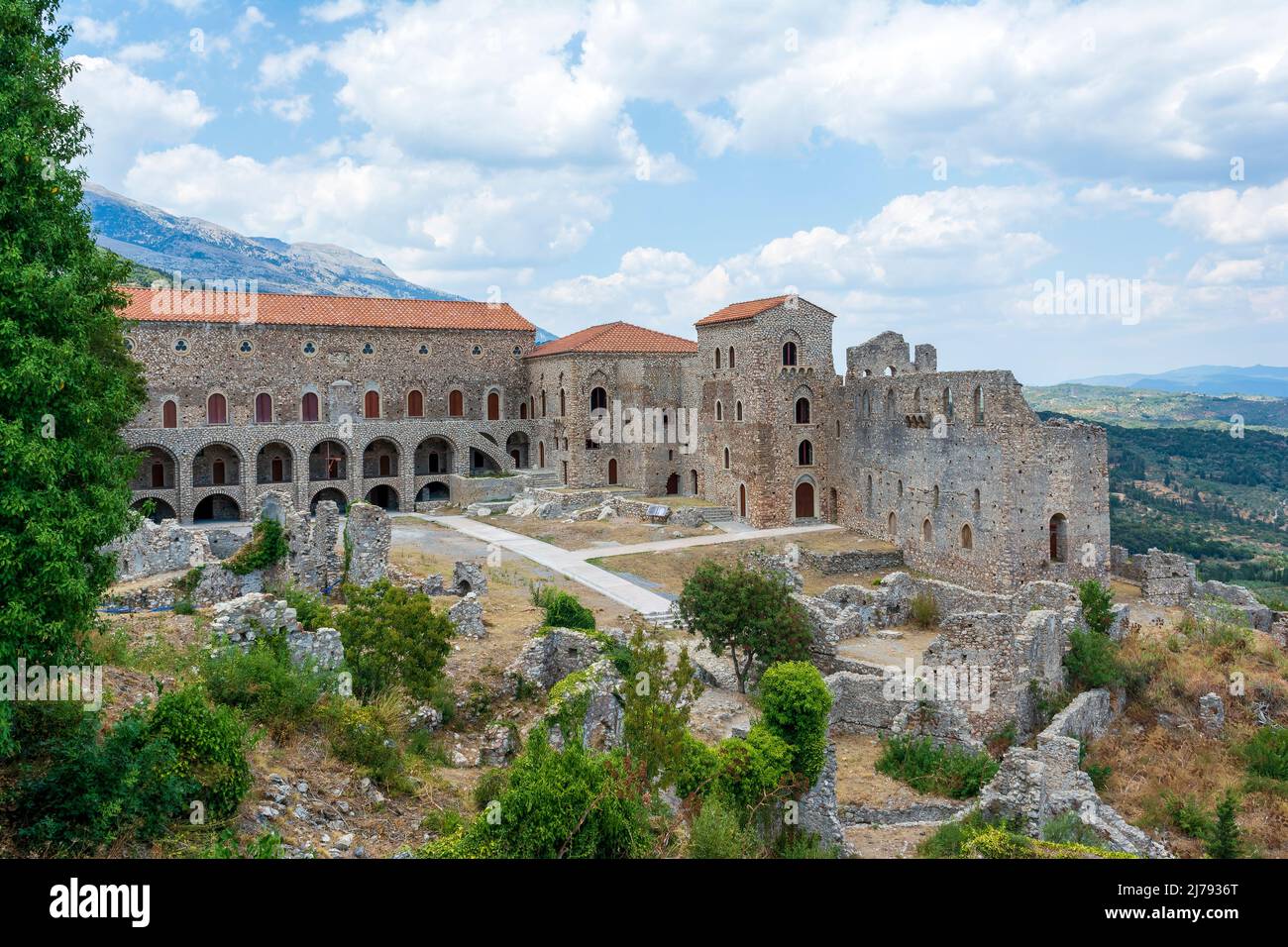the-palace-of-the-despots-at-the-upper-town-of-mystras-greece-stock