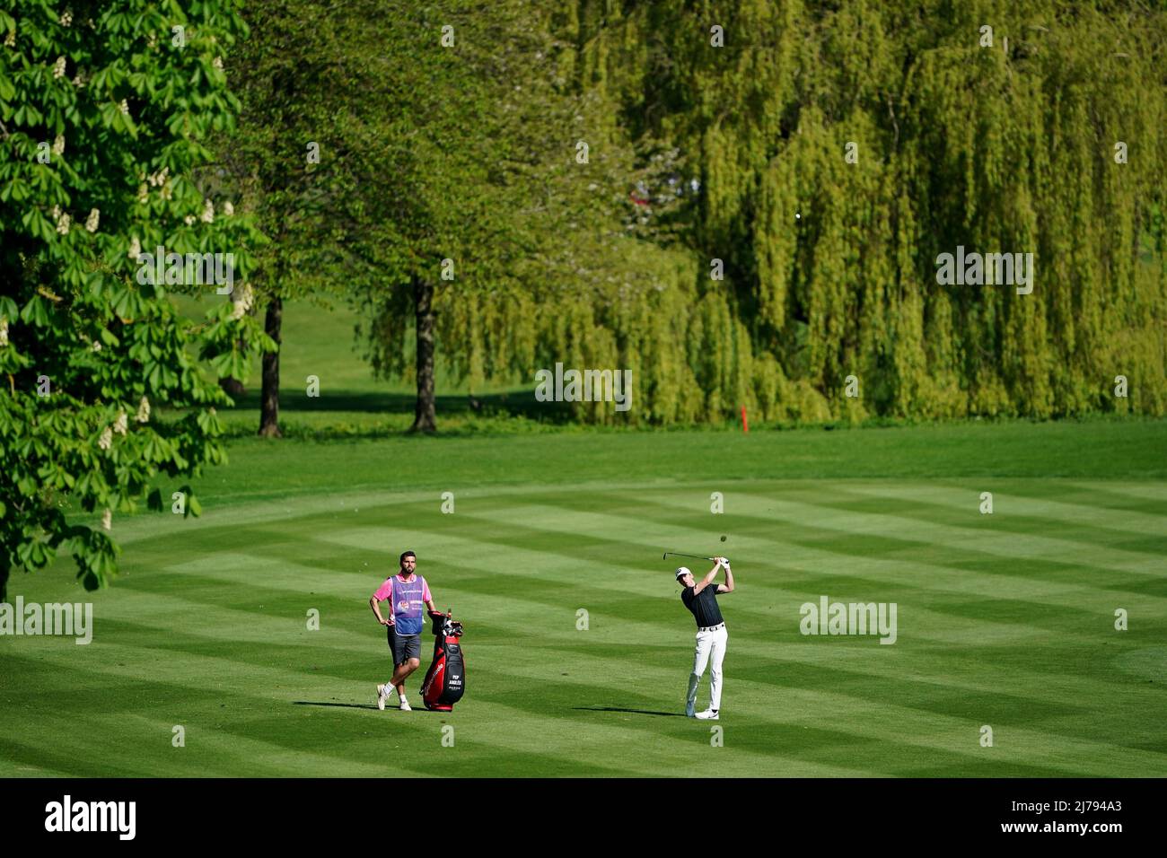 Spain's Pep Angles in action on the ninth hole during day three of Betfred British Masters at The Belfry, Sutton Coldfield. Picture date: Saturday May 7, 2022. Stock Photo