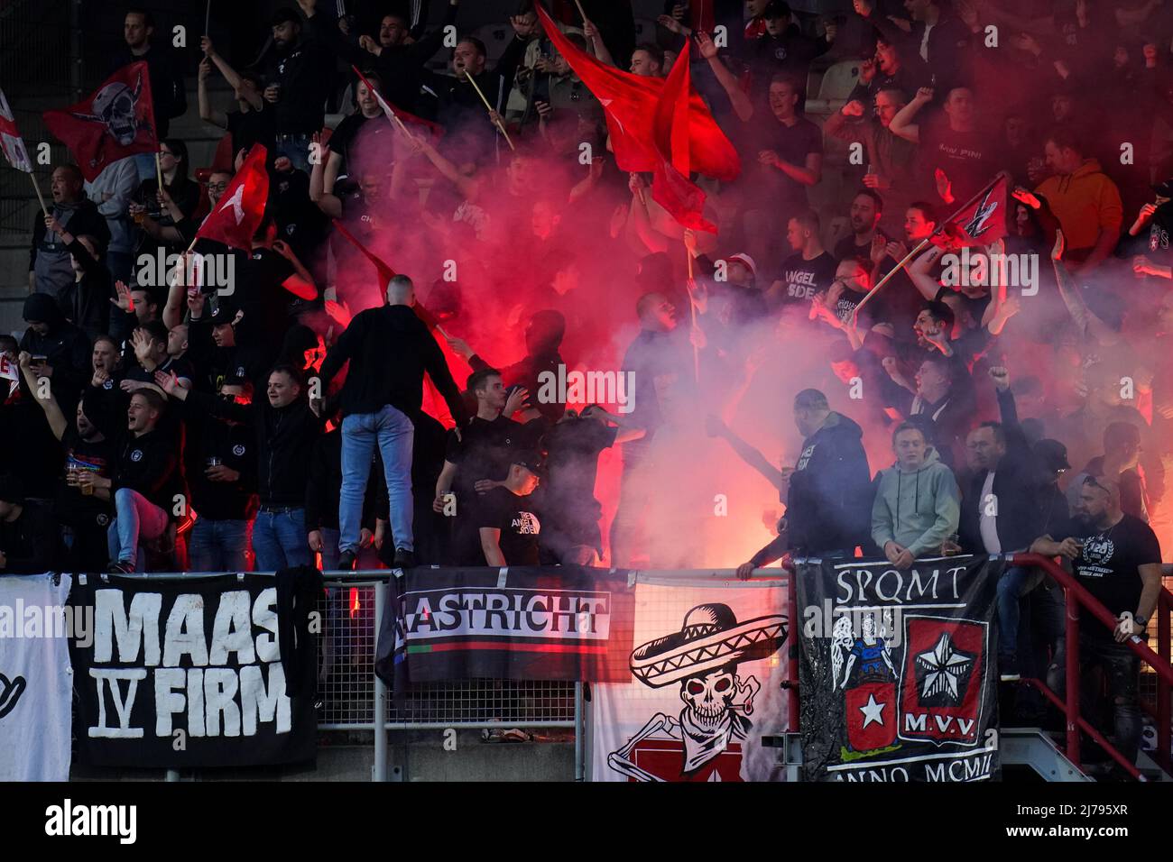 OSS, NETHERLANDS MAY 6 Supporters of MVV Maastricht during the Dutch Keukenkampioendivisie