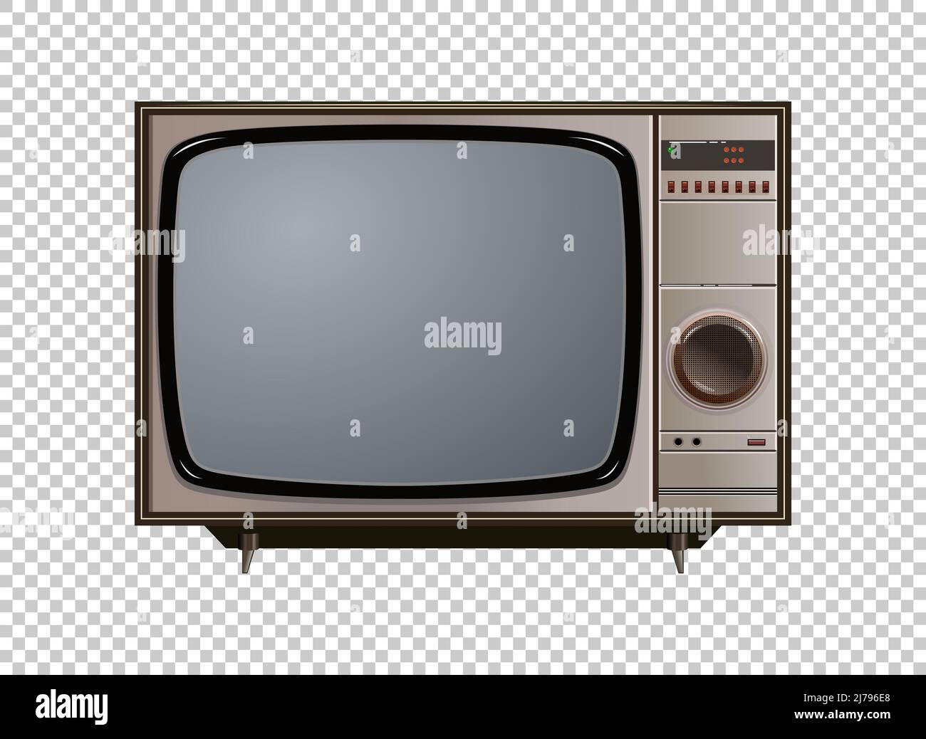 Vector retro television mock up isolated on transparent grid Stock Photo