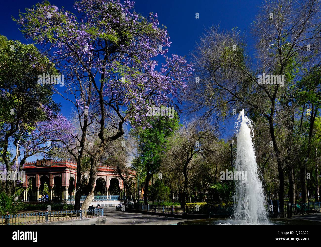 El Kiosco Morisco de Santa María la Ribera in Alameda de Santa Maria park, Mexico City, Mexico Stock Photo