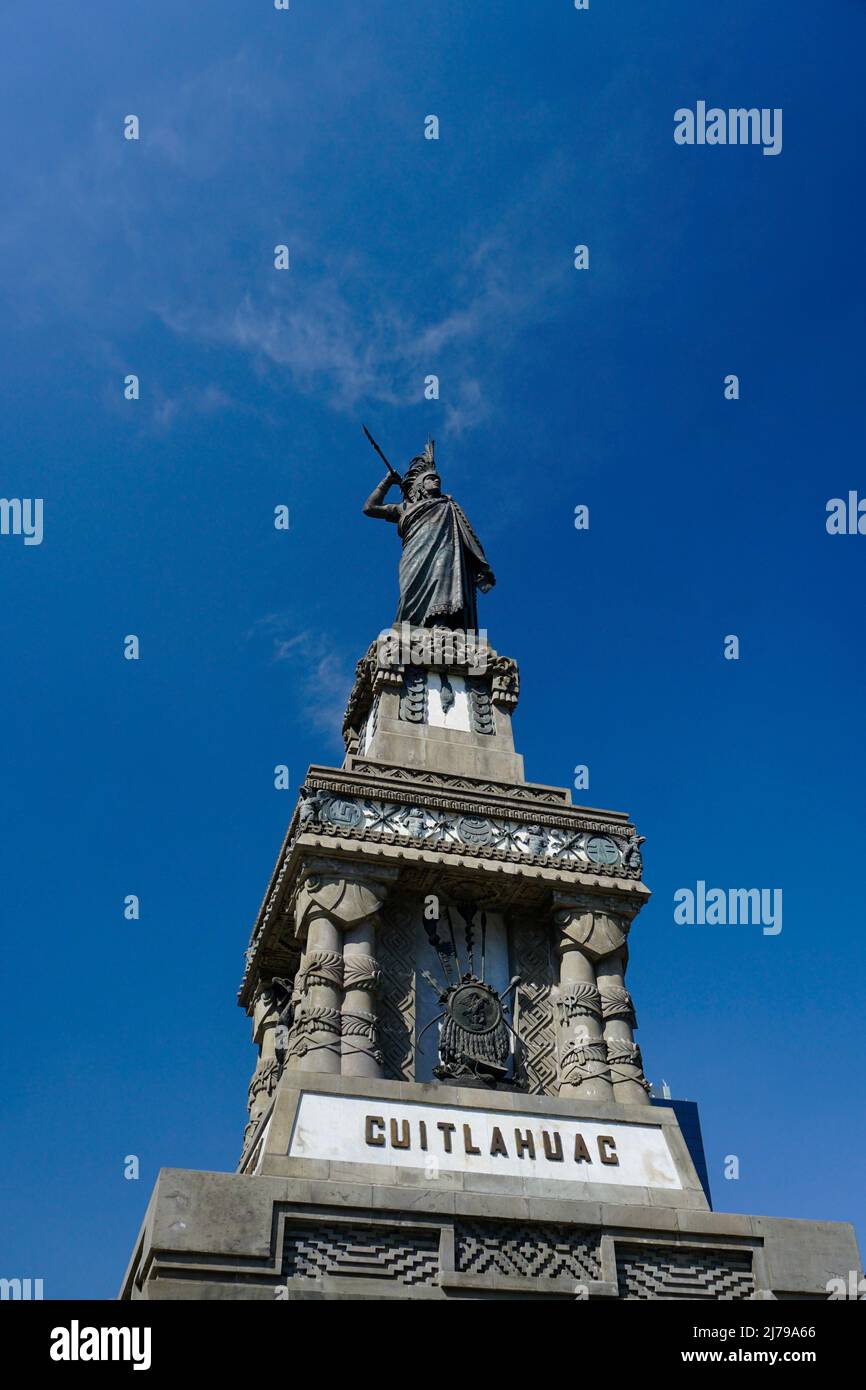 Monument to Aztec Leader Cuauhtémoc on Avenida Paseo de la Reforma, Mexico City Stock Photo