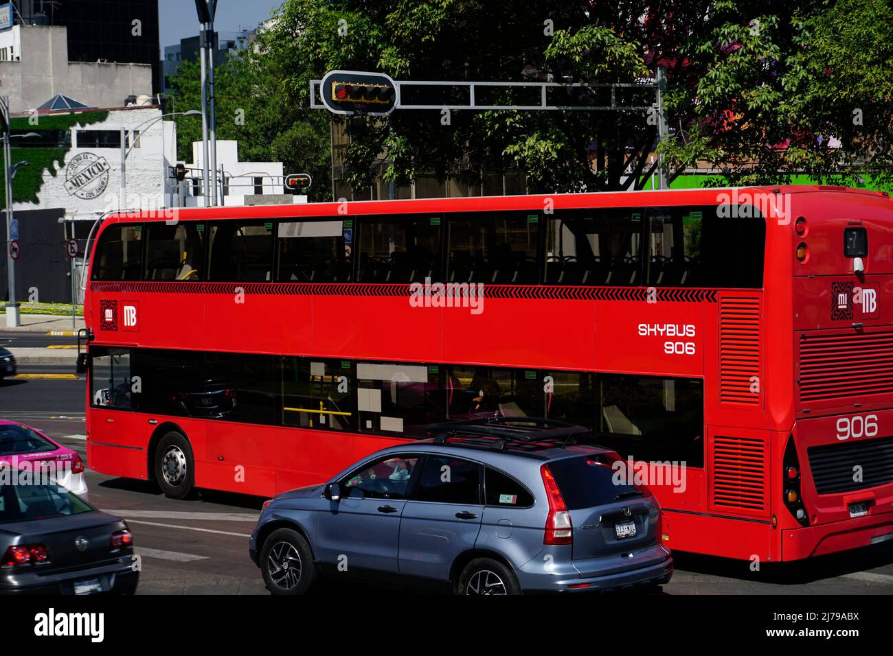 Metrobus Turibus on Avenida Paseo de la Reforma,  Mexico City, Mexico. Stock Photo