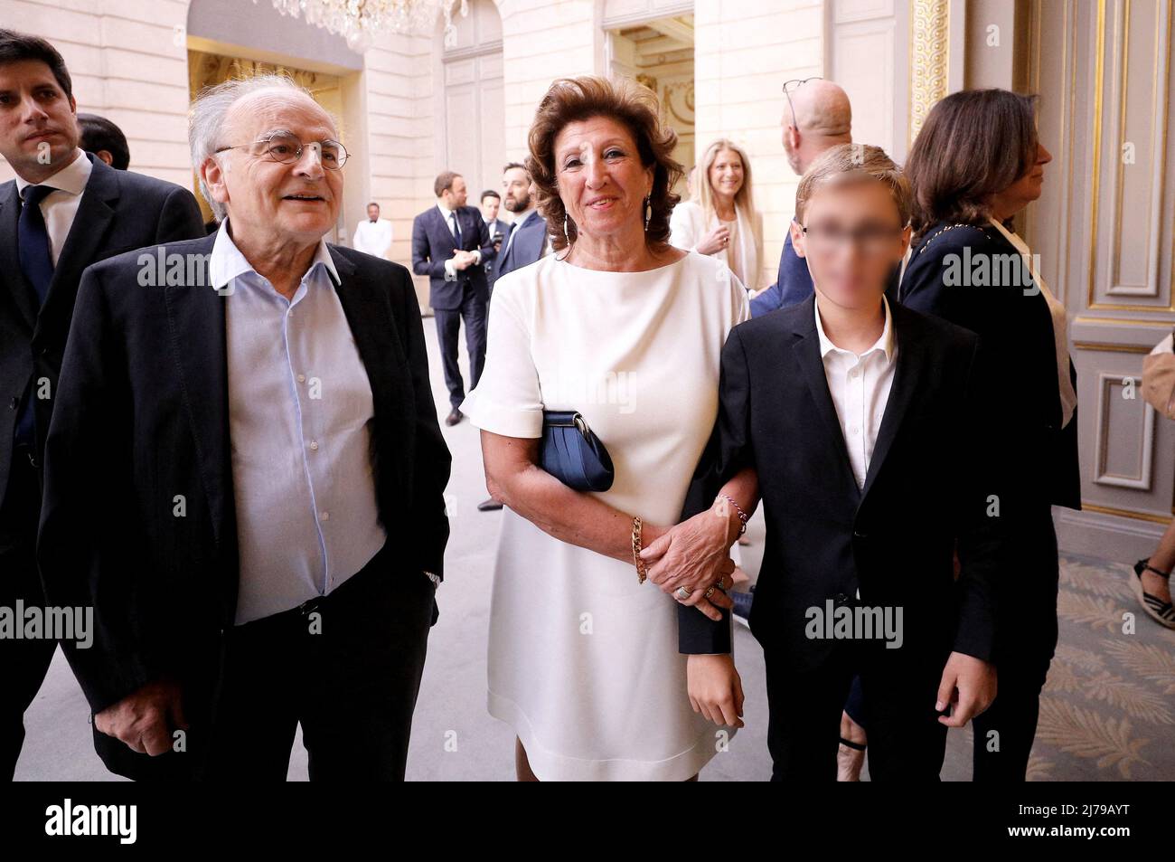 Jean-Michel Macron et Françoise Noguès during the Investiture ceremony of  the french President of the Republic, Emmanuel Macron at the Elysée Palace  in Paris , France on may 7, 2022, following his