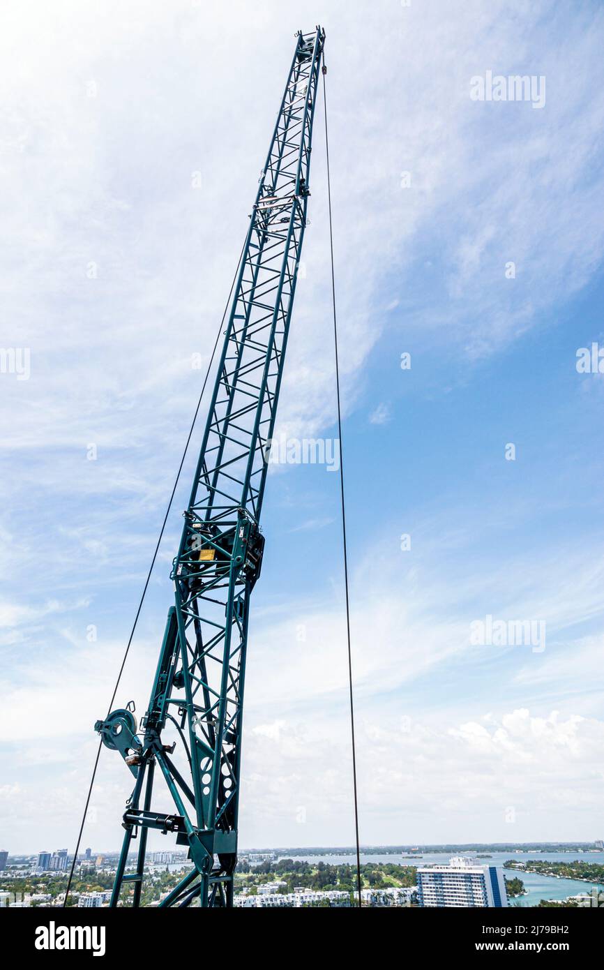 Miami Beach Florida construction lifting crane Stock Photo