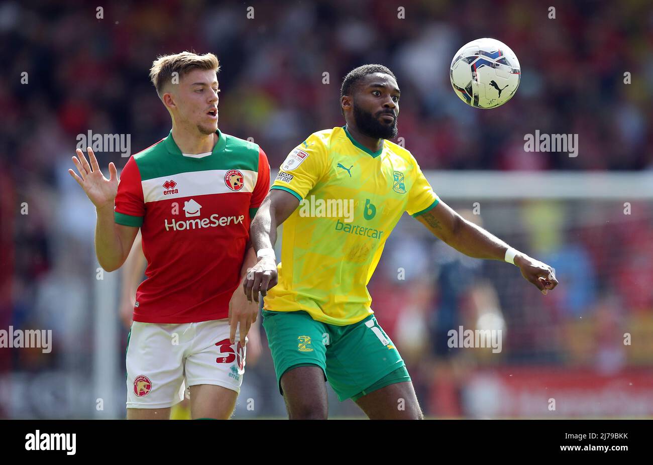 Walsall's Reece Devine and Swindon Town's Mandela Egbo (right) battle for the ball during the Sky Bet League Two match at the Banks's Stadium, Walsall. Picture date: Saturday May 7, 2022. Stock Photo