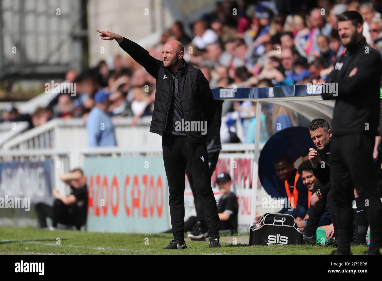 HARTLEPOOL, UK. MAY 7TH Colchester interim manager Wayne Brown   during the Sky Bet League 2 match between Hartlepool United and Colchester United at Victoria Park, Hartlepool on Saturday 7th May 2022. (Credit: Mark Fletcher | MI News) Stock Photo